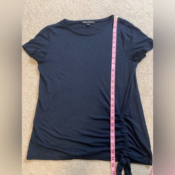 INC International Concepts Women Short Sleeve Ruched Top Size Small Navy Blue - Picture 4 of 8